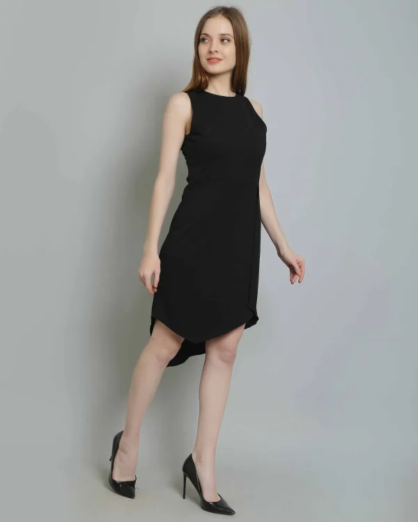 Black Sleeveless Asymmetric Dress