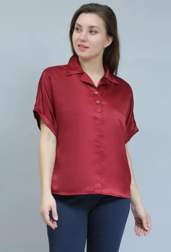 Brown Satin Casual Shirt