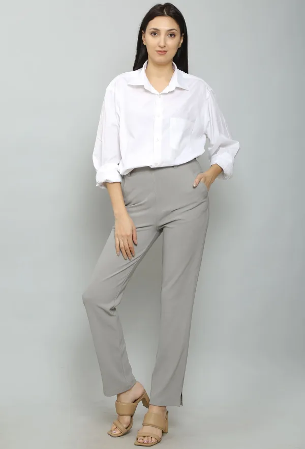 Grey Regular Fit Trousers