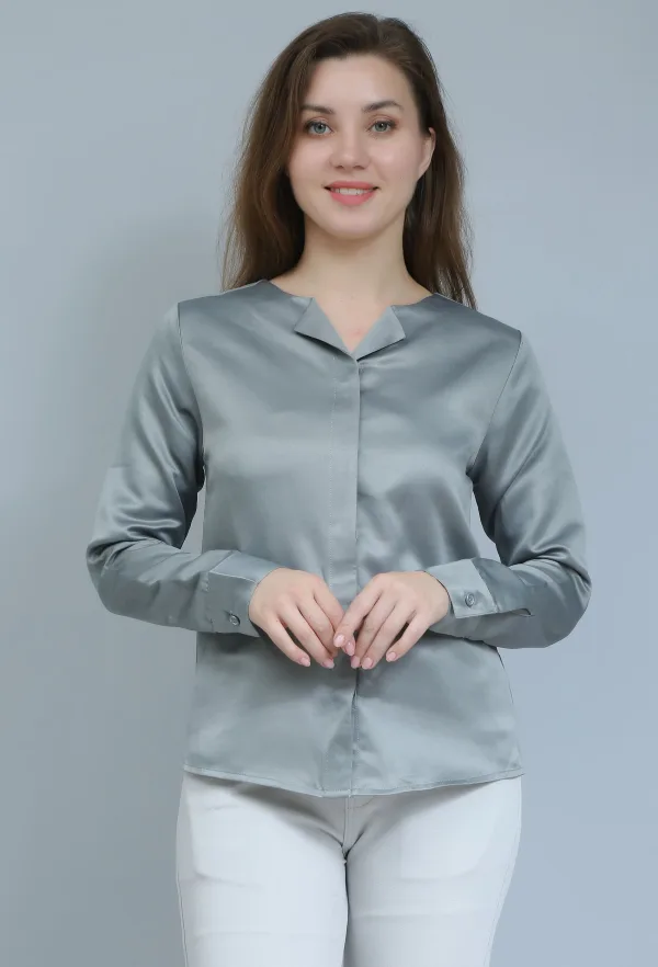 Grey Satin Formal Shirt